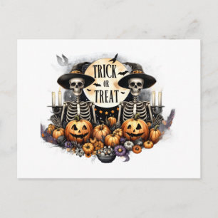 Convite Trick or Treat Esqueletos Cartão Postal de Hallowe