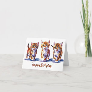 Convite Trio de Tabby Kittens Foled Card