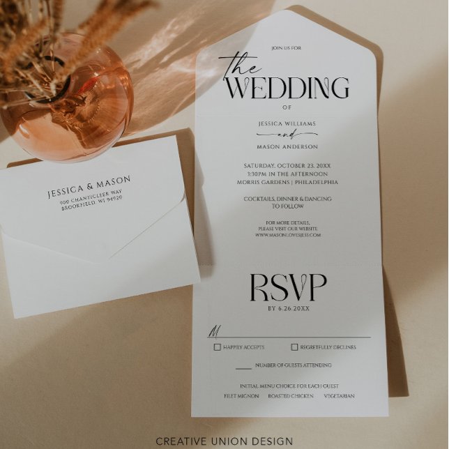 Convite Triplo De Casamento De Whimsy Moderno (Criador carregado)
