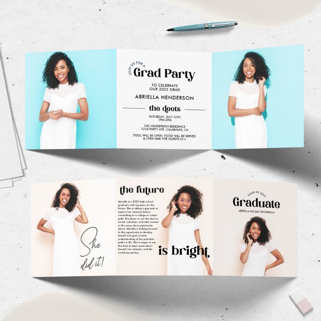 Convite Triplo De Graduação De Fotografia Retroati (Criador carregado)