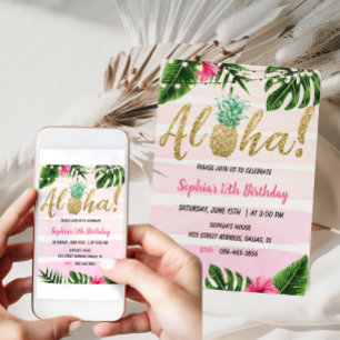 Convite tropical Aloha Aniversário Convite Havaia