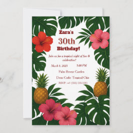 Convite Tropical Chic Monstera Hibiscus Abacaxi