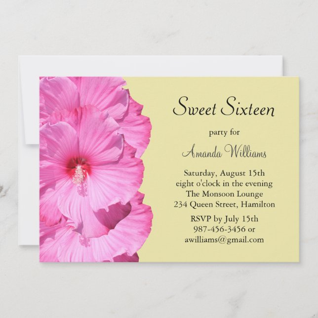 Convite Tropical de Aniversário (amarelo) (Frente)