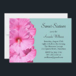 Convite Tropical de Aniversário (turquesa)<br><div class="desc">As flores cor-de-rosa de hibisco decoram este convite de aniversário,  fazer-o perfeito para um luau,  uma festa tropical ou uma festa de piscina.</div>
