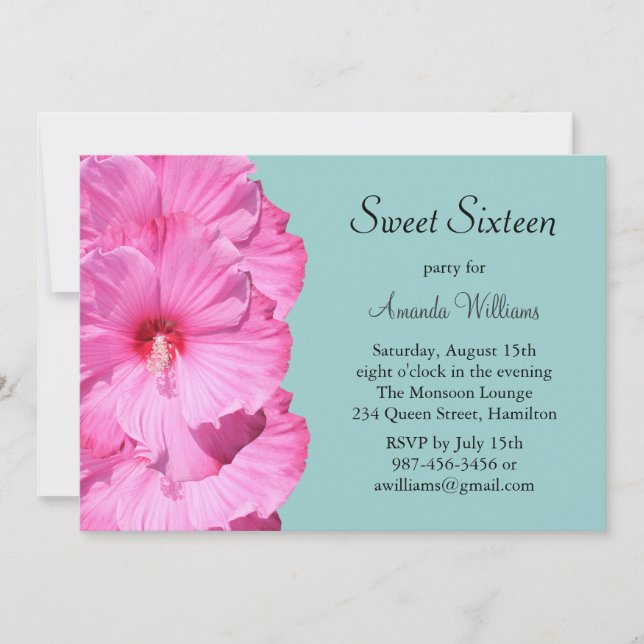 Convite Tropical de Aniversário (turquesa) (Frente)