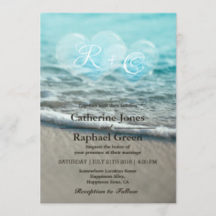 Convite tropical do casamento da bolha do coraçã