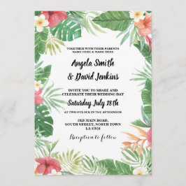 Convite tropical do hibiscus do casamento da