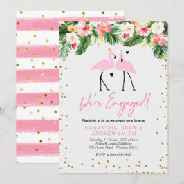 Convite tropical do noivado do flamingo do verão