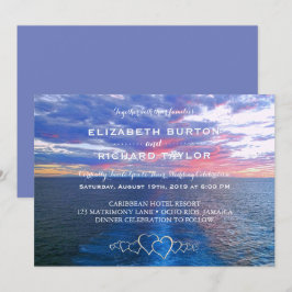 Convite tropical do por do sol do oceano do