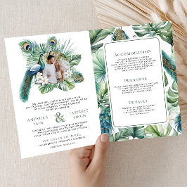 Convite Tropical Indian Peacock Floral All in One Wedding