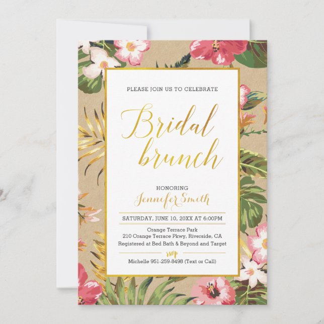 Convite Tropical Kraft Bridal Brunch (Frente)
