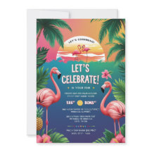 Convite Tropical Luau Birthday Bash