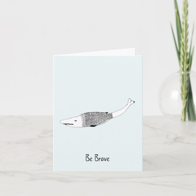 Convite Tubarão-Cartão de Saudação de Encorajamento Azul D (Frente)