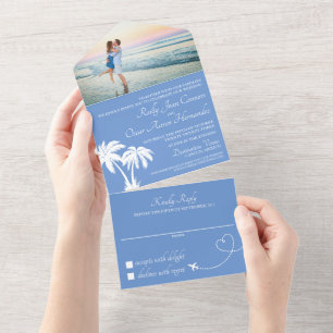 Convite Tudo Em Um para Casamento na Praia Azul