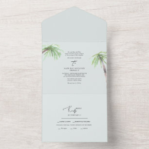 Convite Tudo Em Um Tropical Palm Pale Seafoam