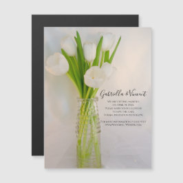 Convite Tulipas brancas no casamento da garrafa Salvem a d