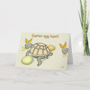 Convite Turtle Easter Bunny with Eggs Invitation Card