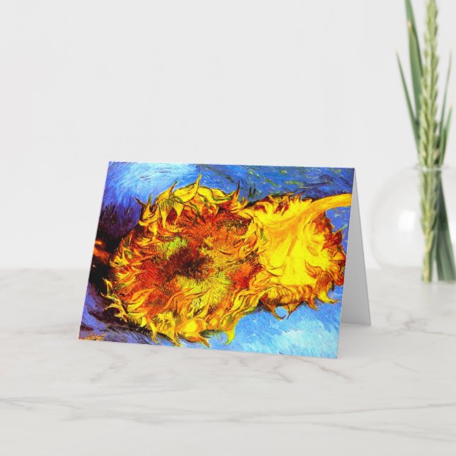 Convite Two Cut Sunflowers Van Gogh (Frente)