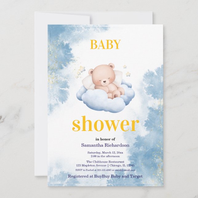 Convite Um chá de bebê para nosso ursinho (Frente)