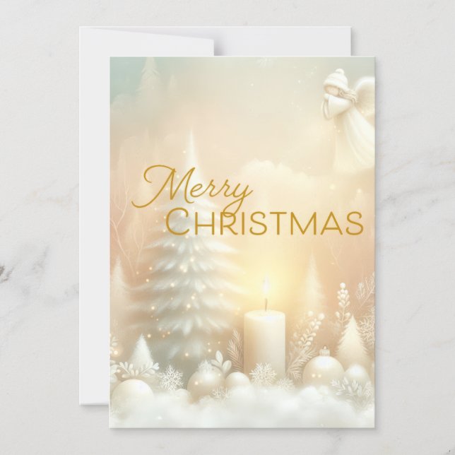 Convite Uma Fantasia de Anjo de Natal em Paisagem Nevada (Frente)