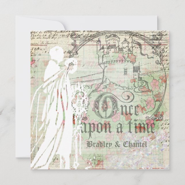 Convite uma vez Wedding floral da hortelã (Frente)