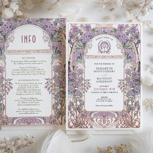 Convite União de Amor com Plum & Lilac Art Nouveau