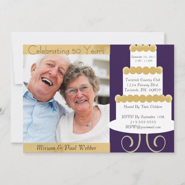 Convite Único de Aniversário de 50 Anos Com Foto e (Frente)