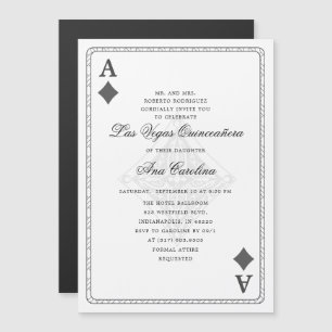 Convite Único Elegante Las Vegas Casino Quinceañera
