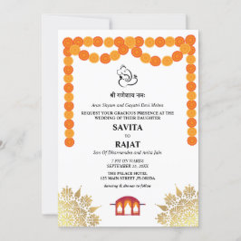 Convite Único Moderno para Casamento Indiano