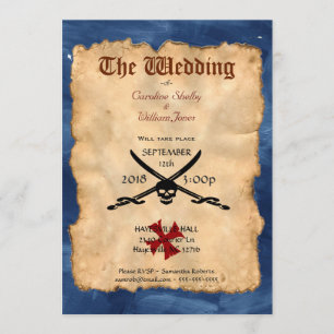 Convite Único para Casamento de Crânio e Espadas