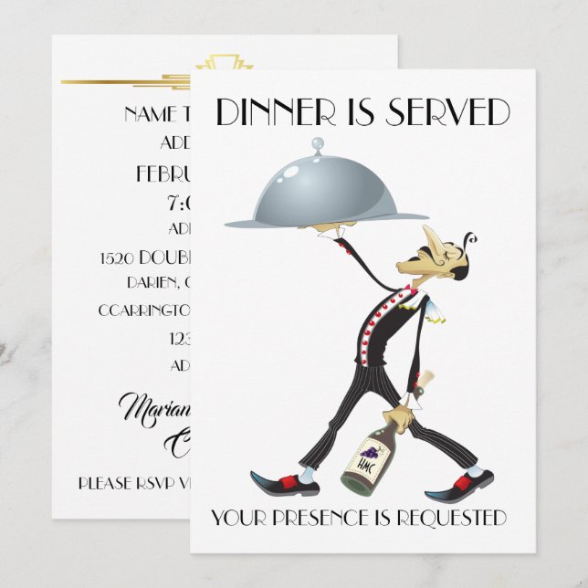 Convite Único para Jantar / Reunião (Frente/Verso)