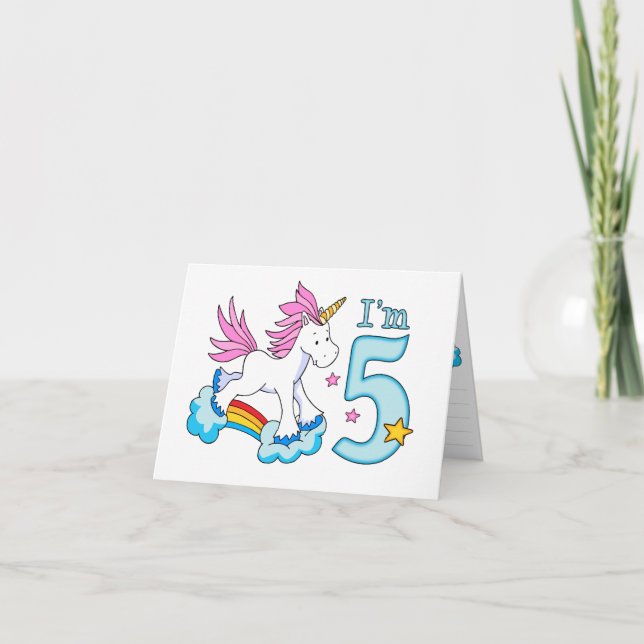 Convite Unicorn Rainbow 5 Birthday (Frente)