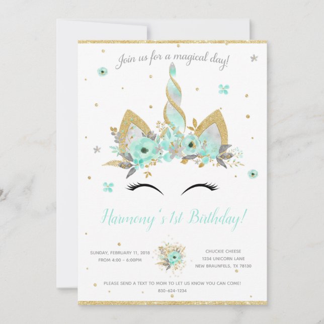 Convite Unicórnio Fantasia (Frente)