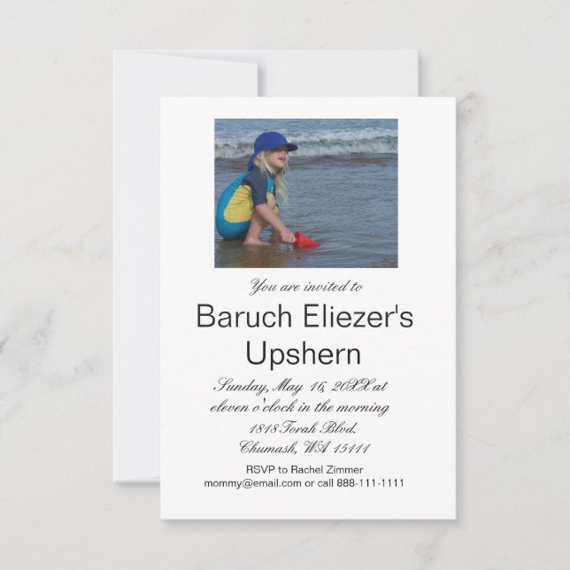 Convite Upshernish Upshern Upsherin Convites (Frente)