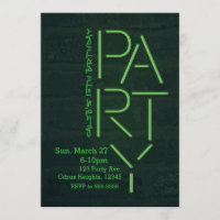 Convite Urbano de Parede de Tijolos Neon Verde Bri