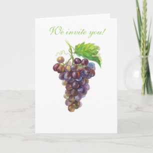 Convite Uvas de Aquarela
