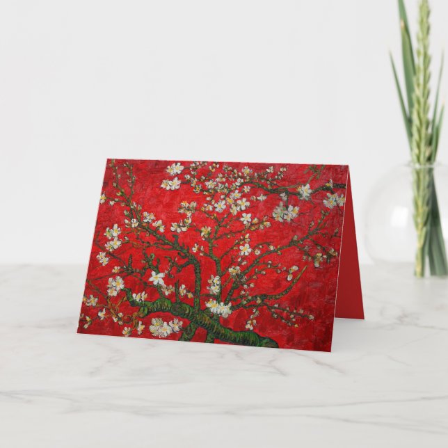 Convite Van Gogh Almond Blossoms Red (Frente)