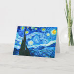 Convite Van Gogh Starry Night<br><div class="desc">Cartão com a pintura a óleo de Vincent van Gogh na Noite Estrelada (1889). Inspirada pela sua estadia num asilo,  a arte representa uma aldeia debaixo de um céu noturno de lua azul e amarela e estrelas. Um presente de excelente para fãs do Poste-impressionismo e da arte holandesa.</div>