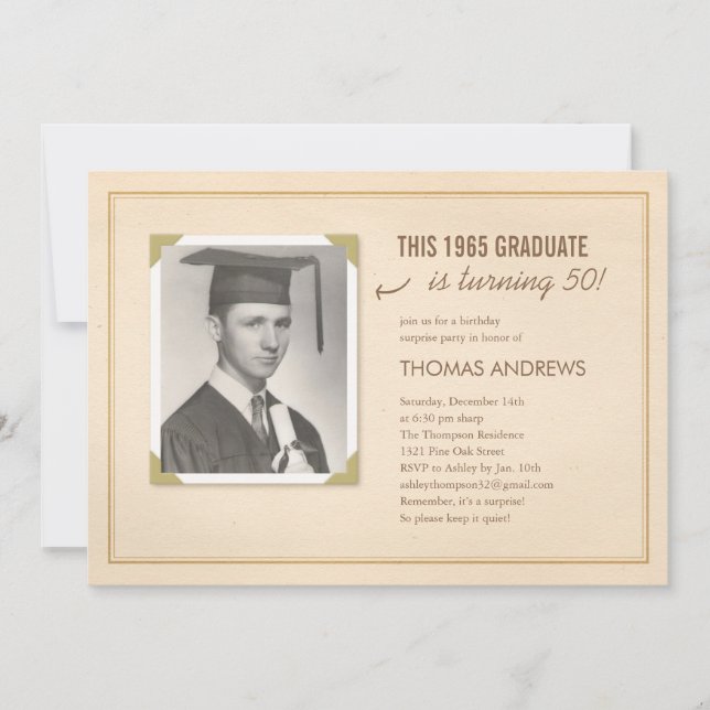 Convite velho clássico do aniversário da surpresa (Frente)