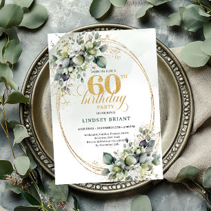 Convite Verde Botânico Boho 60º Aniversário