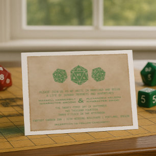 Convite verde do casamento do Gamer dos dados do