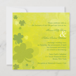 Convite verde do casamento dos trevos irlandeses