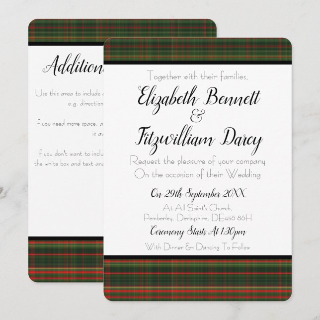 Convite verde escuro & vermelho do casamento do (Frente/Verso)