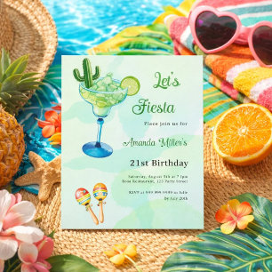 Convite verde estilo mexicano para festa de aniver