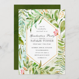 Convite verde floral da festa de formatura da