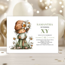 Convite Verde para Aniversário de Menina Fada Capr