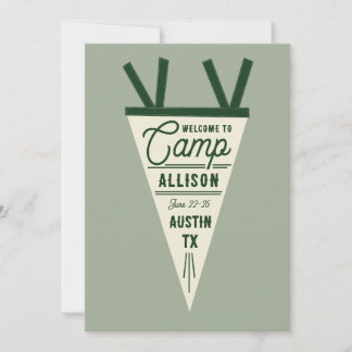 Convite Verde para Camp Bachelorette