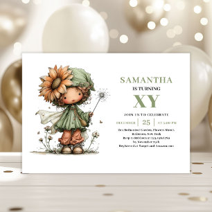 Convite Verde Pastel para Aniversário da Menina Fa