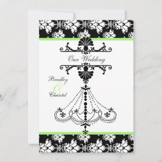 Convite verde, preto, branco do casamento do