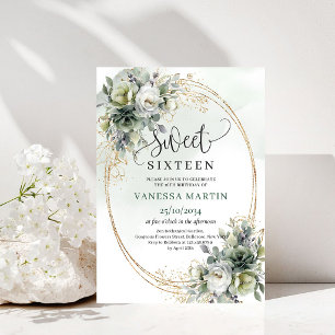 Convite Verde Salvia Boho Sweet Sixteen Verde Dour